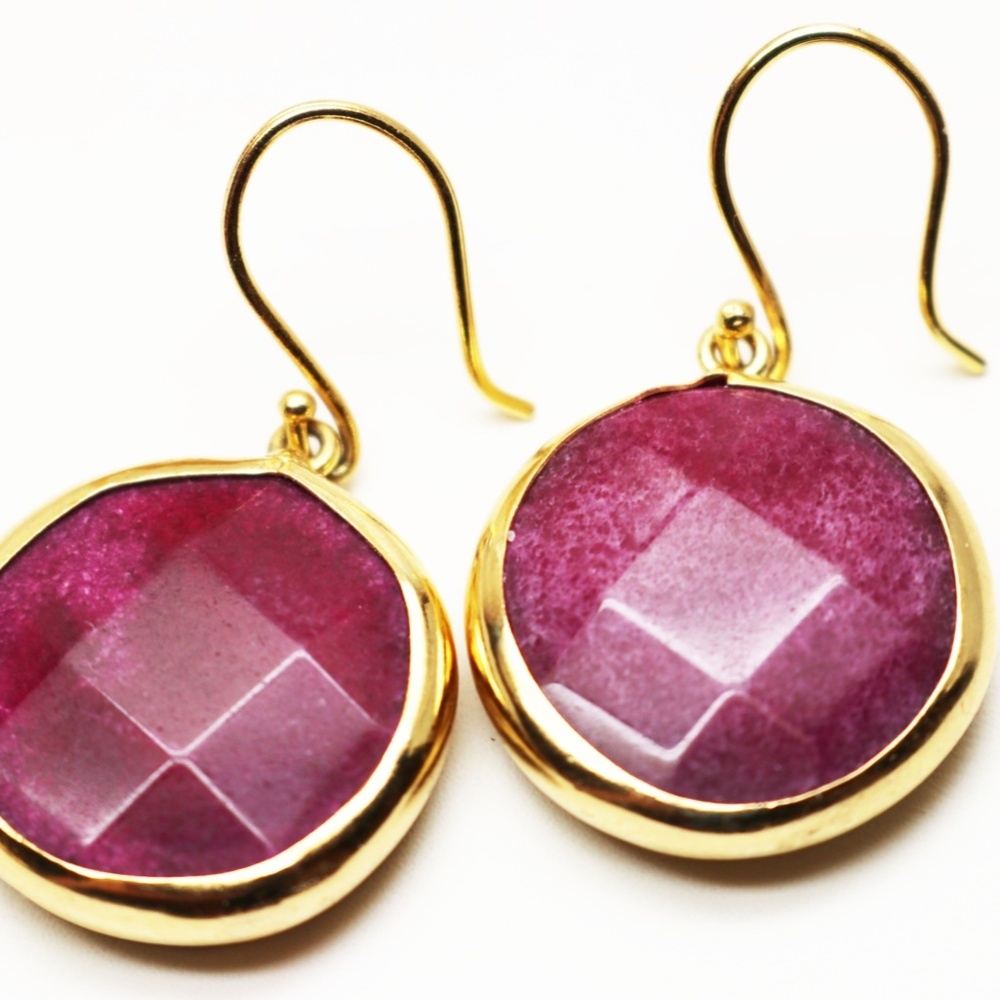 Spectacular Rose Chalcedony in Gold Earrings